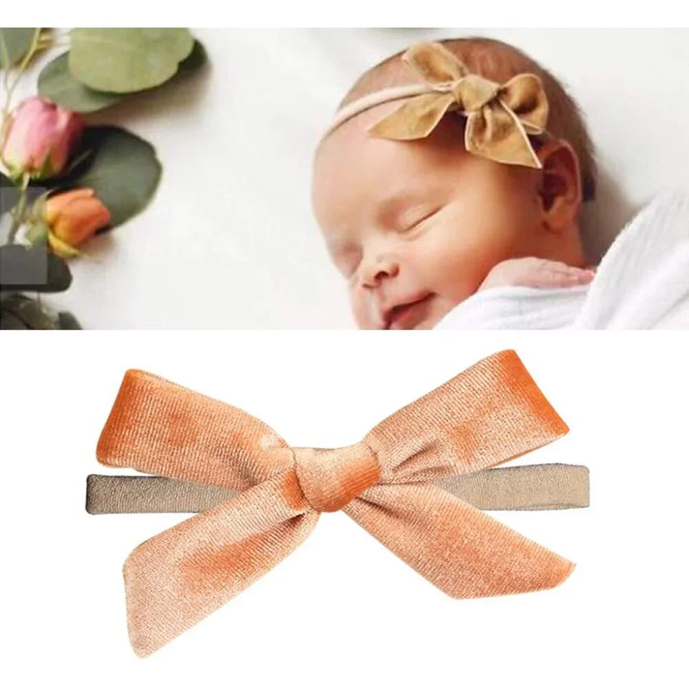 15 Pack Solid Velvet Bow Super Stretchy Nylon Headbands Hairbands Accessories fo